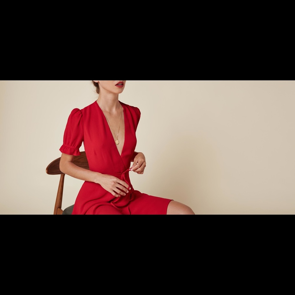 Reformation Red Lourdes Dress, Size Large